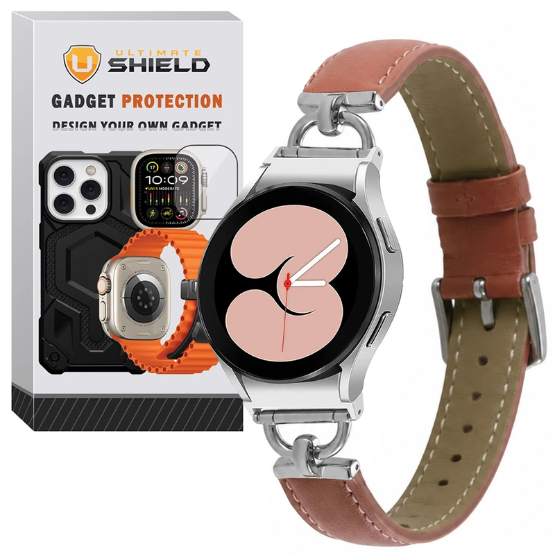 بند آلتیمیت شیلد مدل ThinD Leather PIN مناسب برای ساعت هوشمند سامسونگ Galaxy Watch 5 Pro 45mm / 5 40mm / 5 44mm