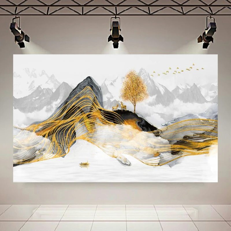 تابلو بوم طرح گوزن و کوهستان کد AR303511