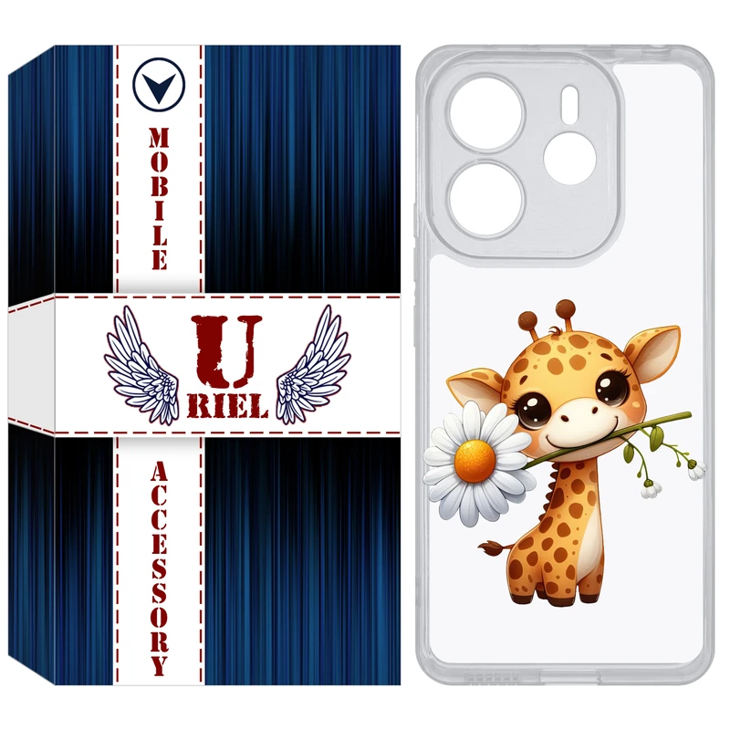 کاور یوریل مدل Clear کد 38 طرح زرافه مناسب برای گوشی موبایل شیائومی Redmi Note 14 4G