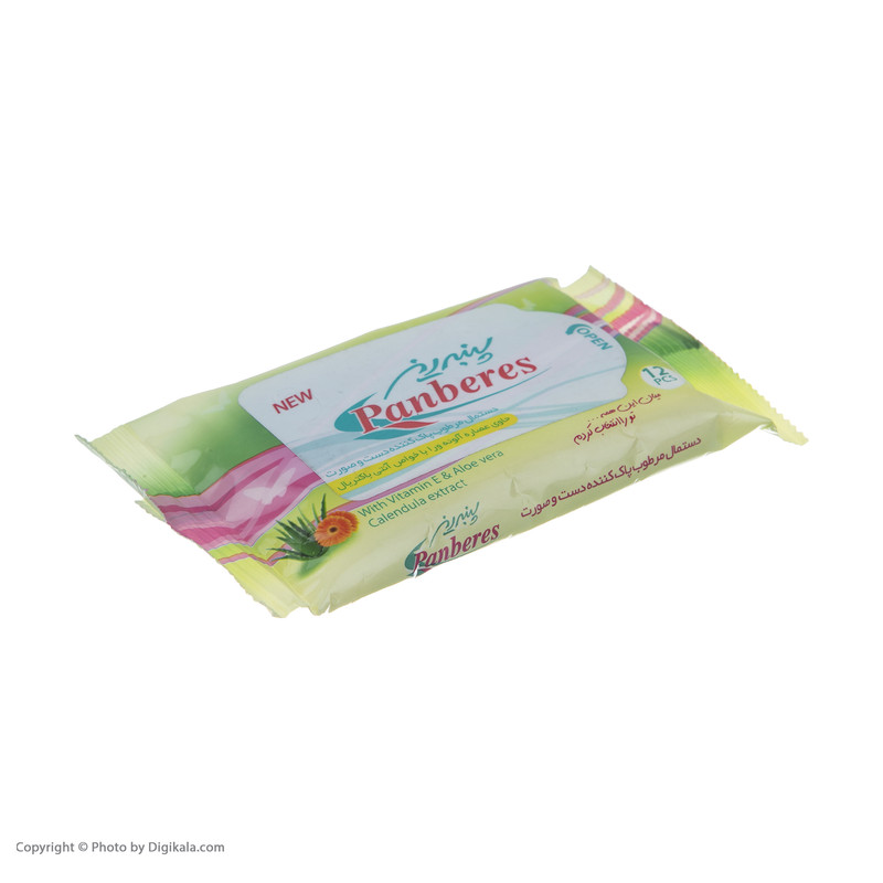 دستمال مرطوب  پنبه ریز مدل Aloe Vera بسته 12 عددی