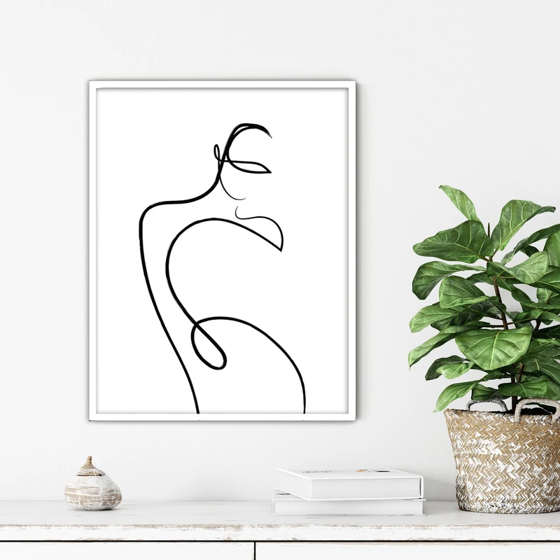 تابلو آتریسا طرح لاین آرت مدرن مدل ATFL138 فریم سفید