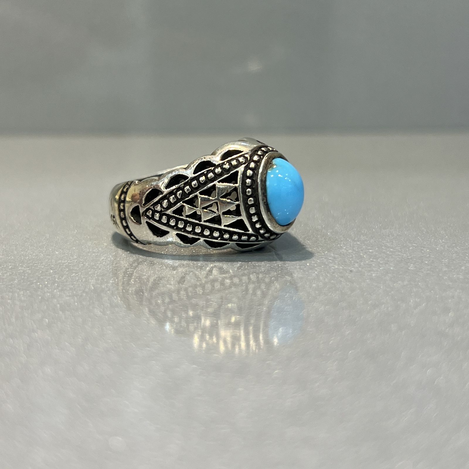 انگشتر نقره مردانه مدل اسپرت نگین فیروزه نیشابوری 168 - - 5