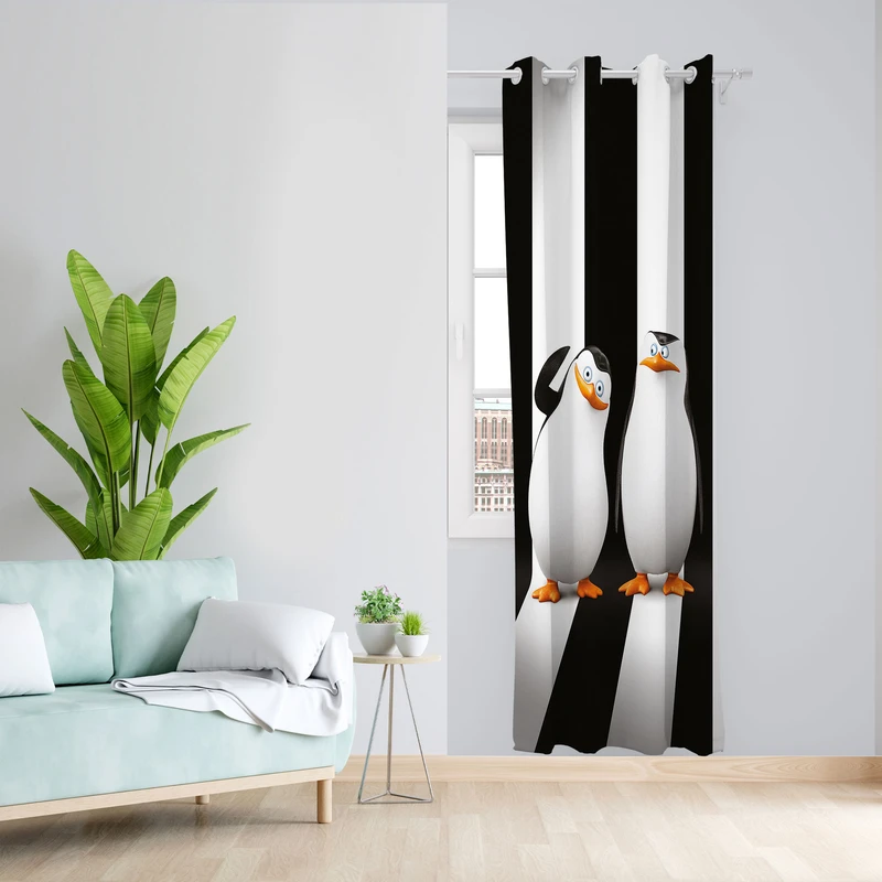 پرده مدل پنگوئن مخمل پانچی کد 925 سایز 140x280 سانتی متر