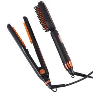 اتو و حالت‌دهنده‌ی مو حرفه ای انزو پروفیشینال مدل EN-3894 2in1 به همراه برس حرارتی