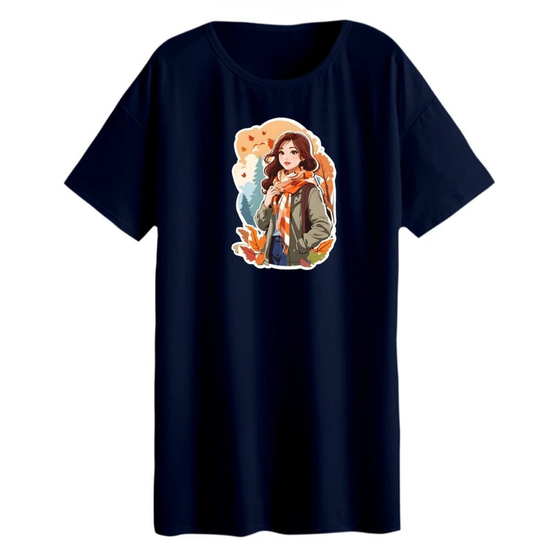 تی شرت لانگ آستین کوتاه زنانه مدل دختر پاییزی