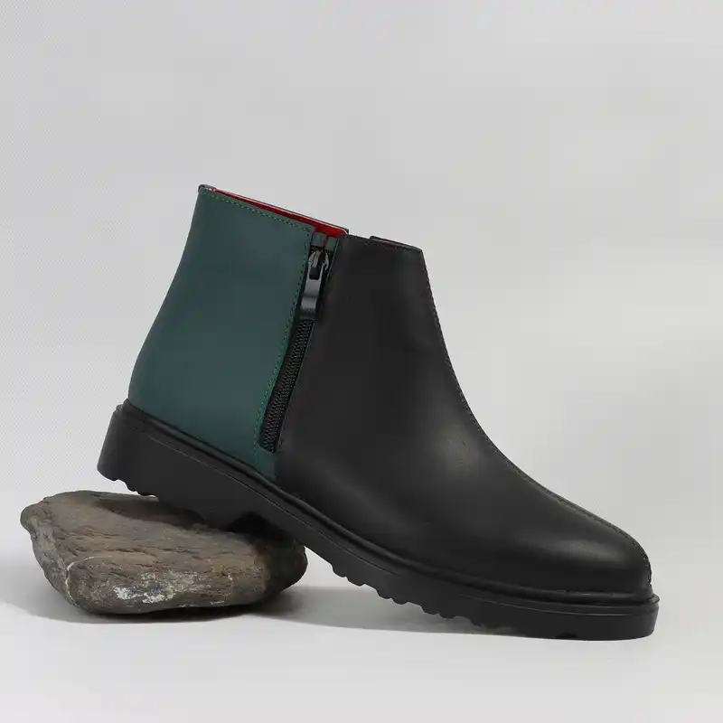 نیم بوت زنانه مدل چرم طبیعی کد 00165t.k رنگ مشکی