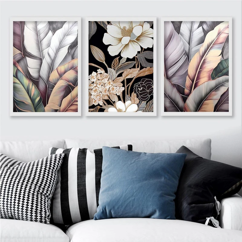 تابلو صبا طرح مدل دکوراتیو انتزاعی کد 180w مجموعه 3 عددی