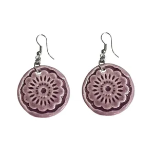 گوشواره زنانه مدل نقش برجسته طرح برگ دار  کد 5602