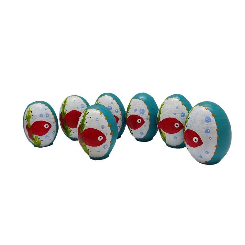 تخم مرغ تزیینی مدل ماهی گلی مجموعه 7 عددی