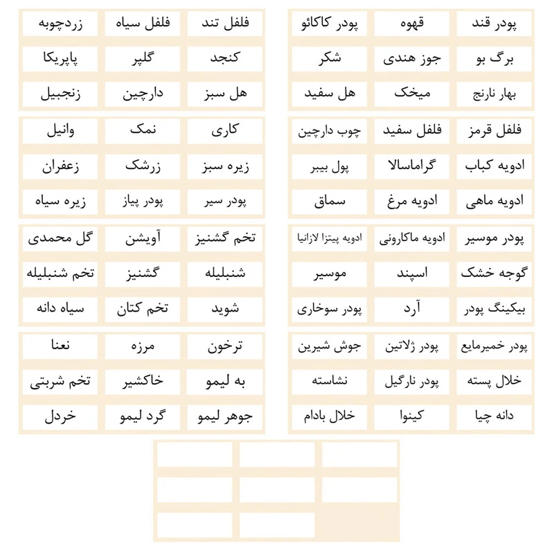 برچسب مدل نظم دهنده ادویه آشپزخانه طرح SM13*minimal کد 016 مجموعه 80 عددی