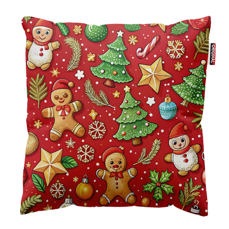 کوسن پاد آفرین مدل کریسمس بابانوئل گوزن آدم برفی کد PK402096 سایز 40*40 سانتی متر