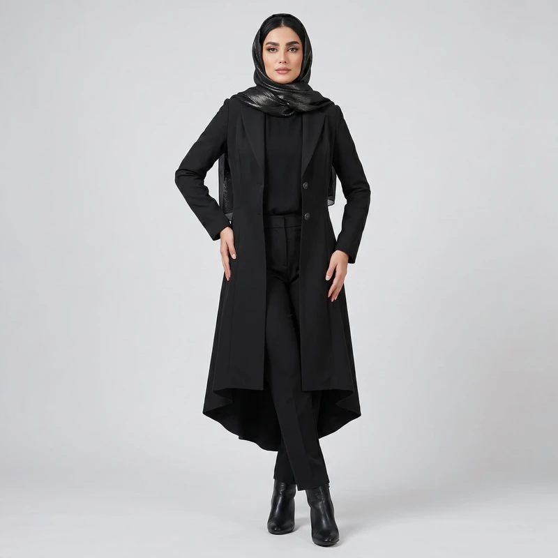 مانتو زنانه مدل عروسکی پشت بلند پلیسه