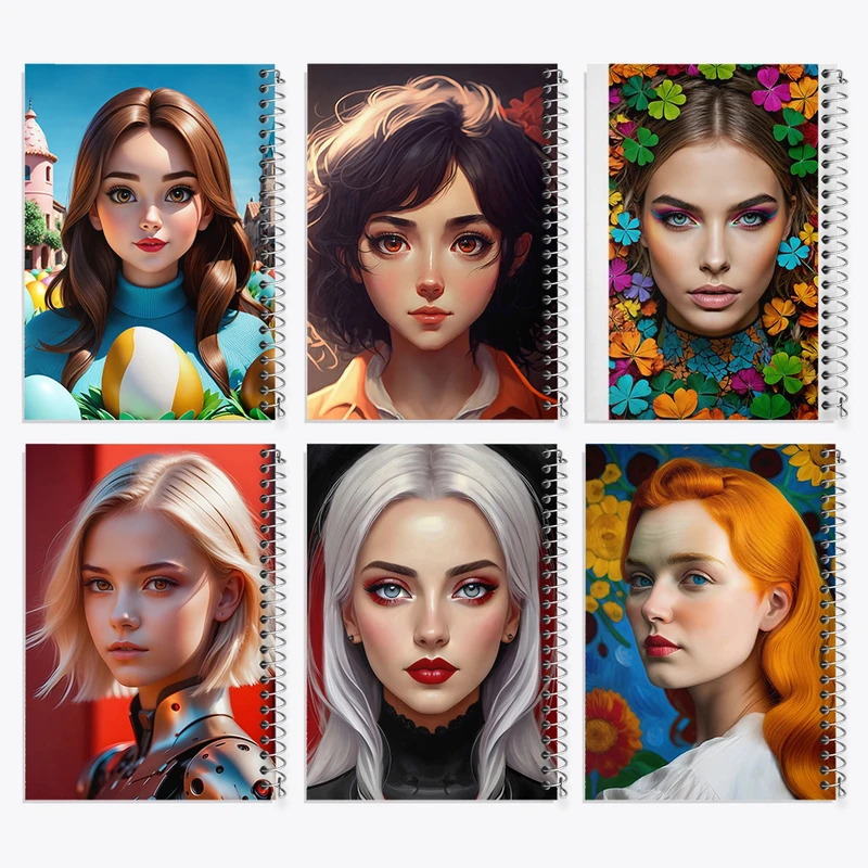 دفتر مشق 50 برگ خندالو طرح دخترانه کد 14 مجموعه 6 عددی