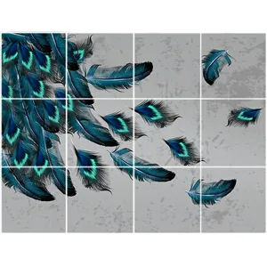 تایل سقفی آسمان مجازی  طرح پر طاووس کد 3D2138-12 سایز 60x60 سانتی متر مجموعه 12عددی