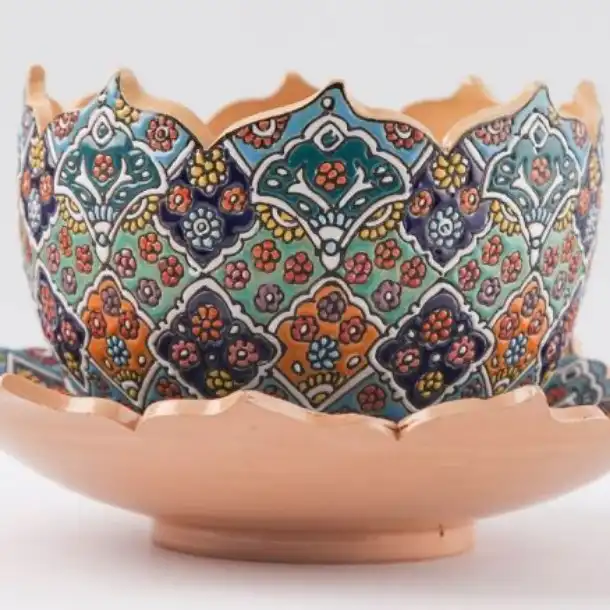 کاسه و بشقاب میناکاری سفالی کد 20
