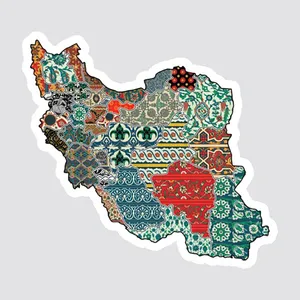 استیکر لپ تاپ پیکسل میکسل مدل نقشه ایران سنتی 