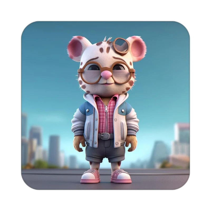 زیر لیوانی کاکتی طرح حیوانات کارتونی مدل mp27154