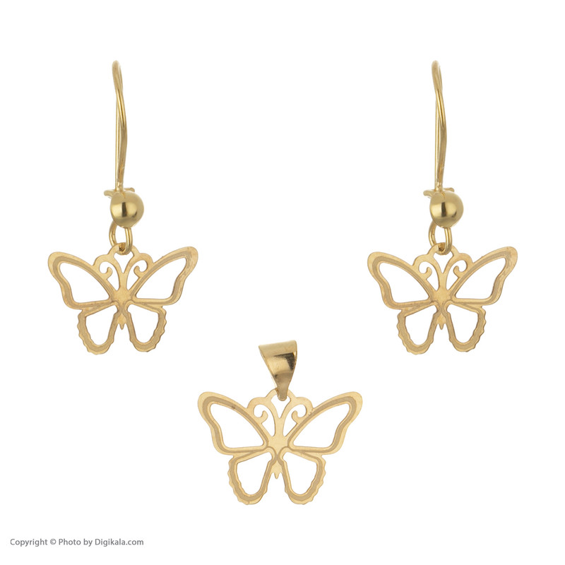 نیم ست طلا 18 عیار زنانه مایا ماهک مدل MS0551 طرح پروانه