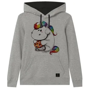 هودی دخترانه 27 مدل یونیکورن کد V43 رنگ طوسی