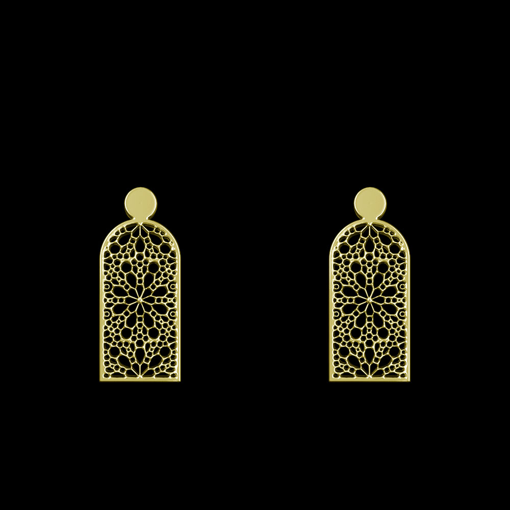 گوشواره طلا 18 عیار زنانه مدوپد مدل اسلیمی کد GA1-10449