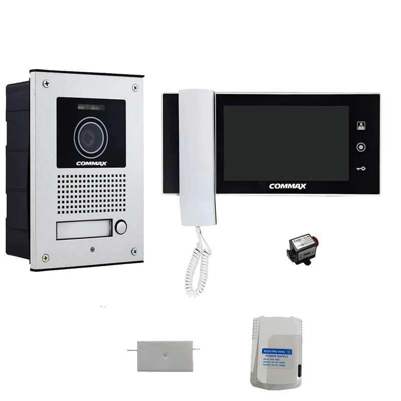 مجموعه دربازکن تصویری کوماکس مدل 72KM-4UCM یک طبقه به همراه محافظ ولتاژ مانیتور