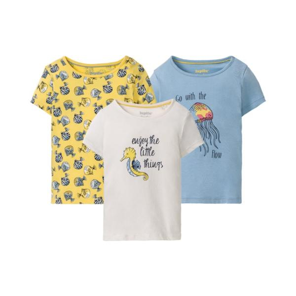 تی شرت آستین کوتاه دخترانه لوپیلو مدل YS001 مجموعه 3 عددی