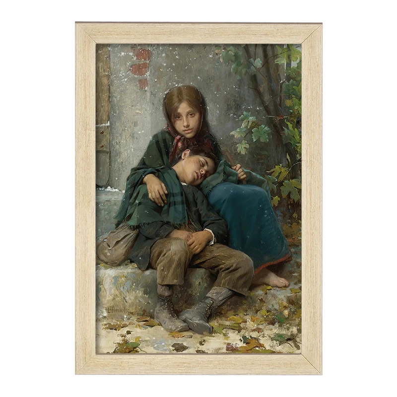 تابلو خندالو مدل نقاشی بیرون در سرما اثر لئون ژان باسیل پررو کد F12371