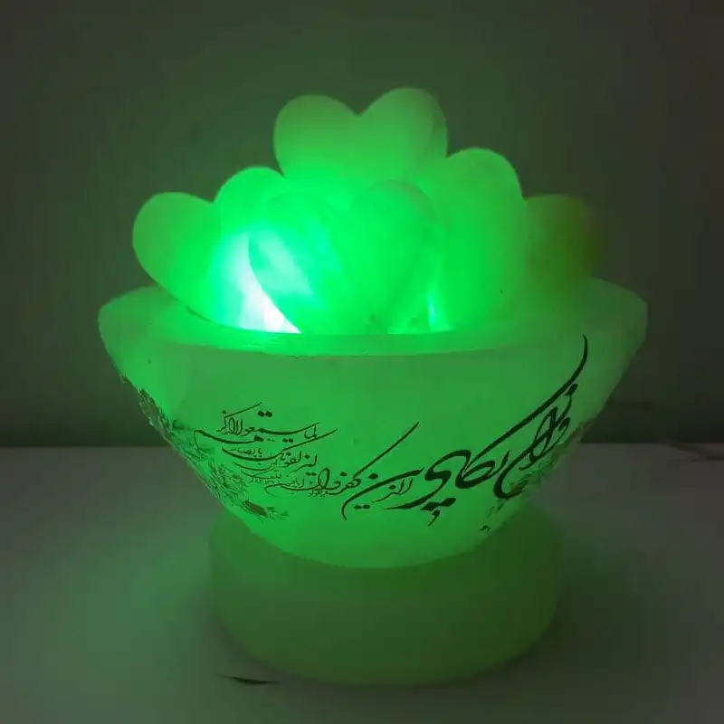 آباژور سنگ نمک مدل کاسه با قلب کد 1405