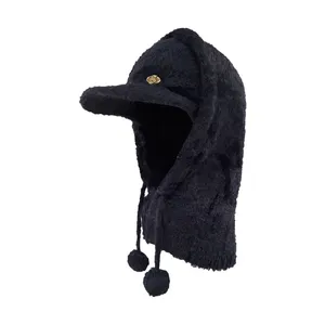 ست کلاه و شال گردن بافتنی زنانه مدل SAM-518 رنگ مشکی