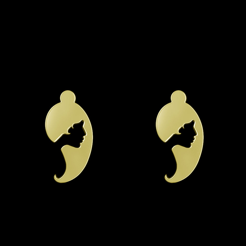 گوشواره طلا 18 عیار زنانه مدوپد مدل دختر با موهای بلند کد GA1-10233