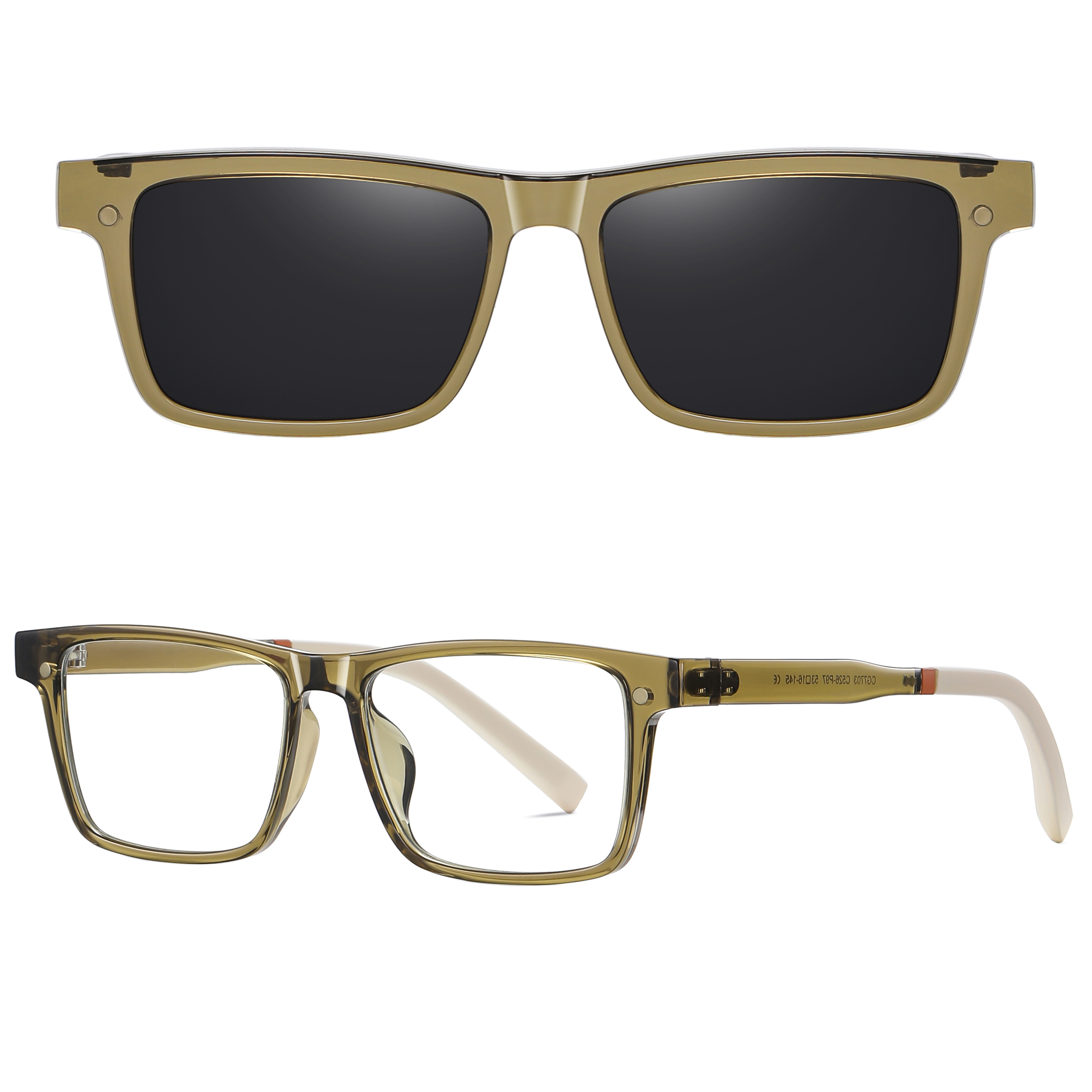 فریم عینک طبی مدل CG7703C536-P97 Polarized Double Switch به همراه کاور آفتابی