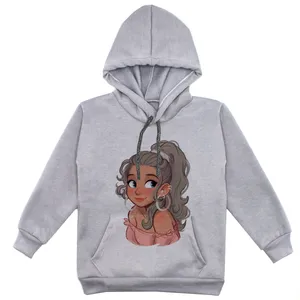 هودی دخترانه مدل دخترک F55 رنگ طوسی