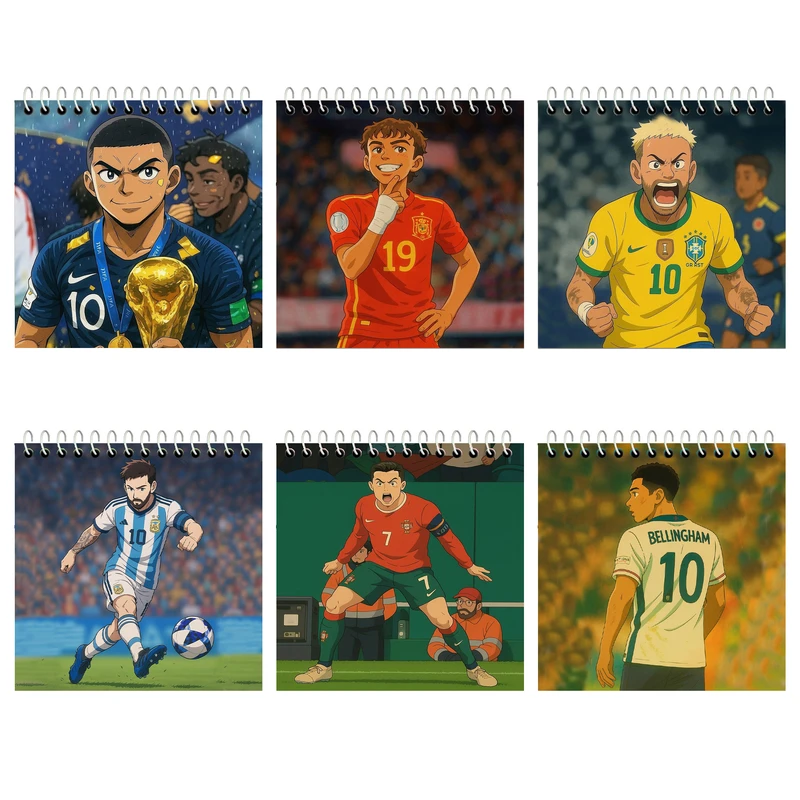 دفترچه یادداشت ۵۰ برگ آلبالو طرح جام جهانی فوتبالی بسته ۶ عددی