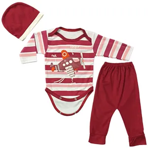 ست 3 تکه لباس نوزادی پسرانه مدل هواپیما کد 167