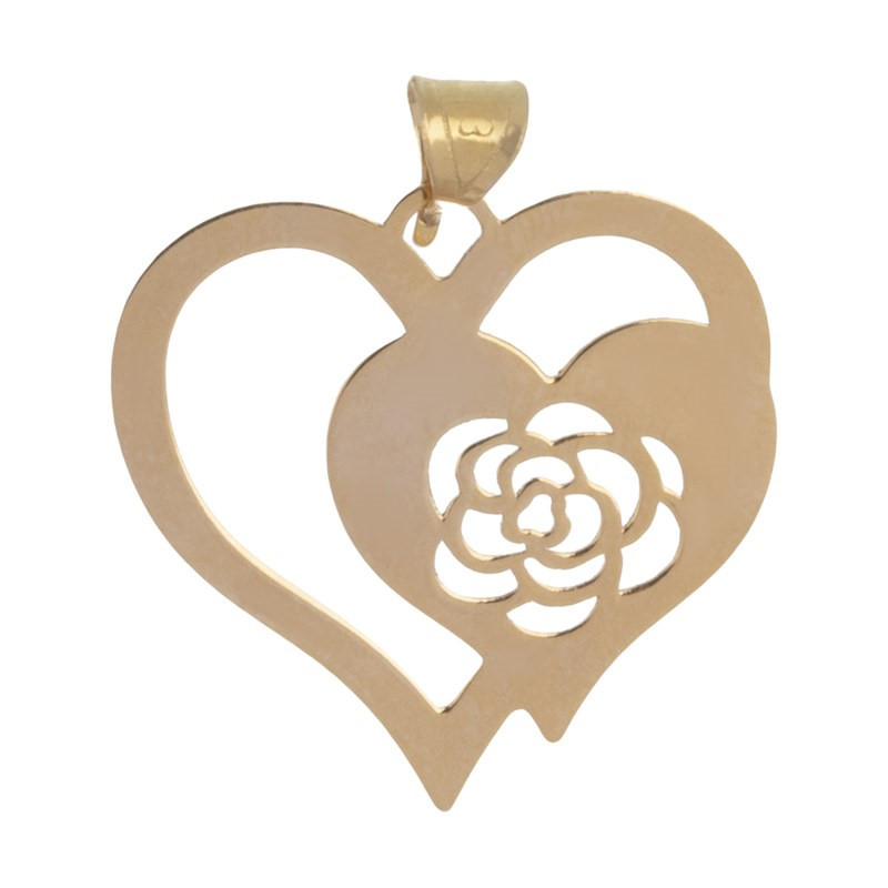 آویز گردنبند طلا 18 عیار زنانه نیکان گلد طرح قلب و گل