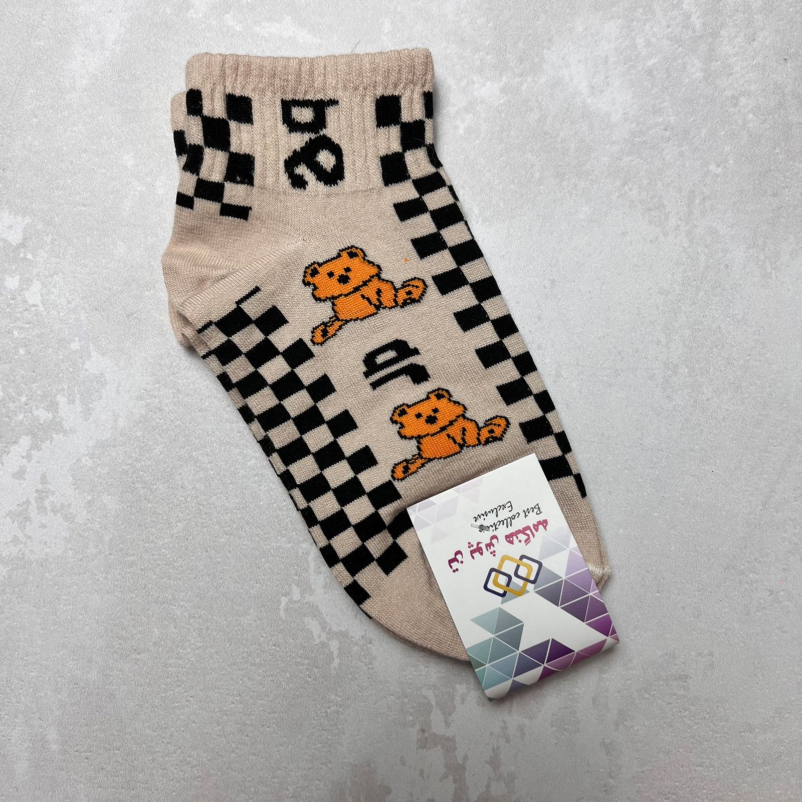 جوراب ساق کوتاه زنانه تن پوش هنگامه مدل فانتزی خرسی بسته 4 عددی -  - 2