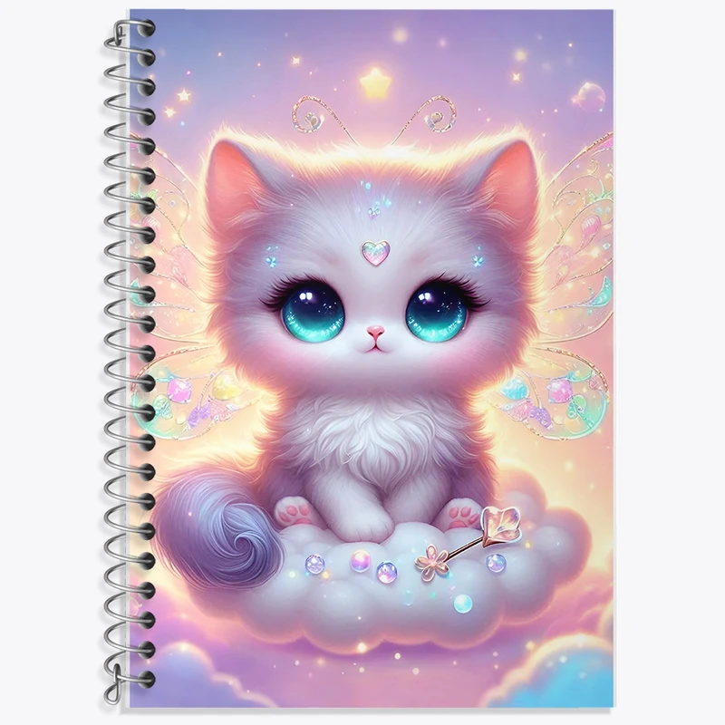 دفتر زبان 50 برگ خندالو مدل دو خط طرح گربه بامزه کد F5380