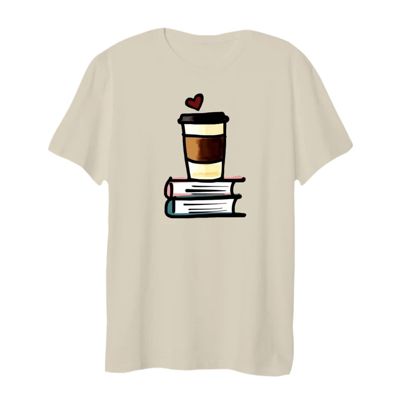 تی شرت لانگ زنانه مدل کتاب و کافی