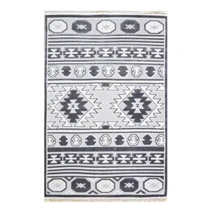 فرش ماشینی 320 شانه فرش سهند زمینه خاکستری حاشیه طوسی مدل S02E.UD