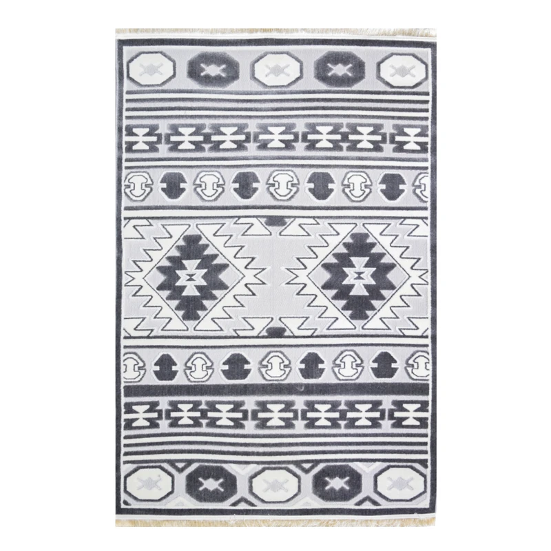 فرش ماشینی 320 شانه فرش سهند زمینه خاکستری حاشیه طوسی مدل S02E.UD