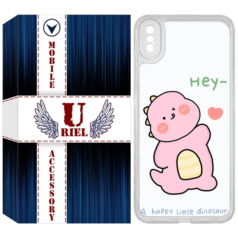 کاور یوریل مدل Clear کد 26 طرح دایناسور صورتی مناسب برای گوشی موبایل اپل iPhone XS Max