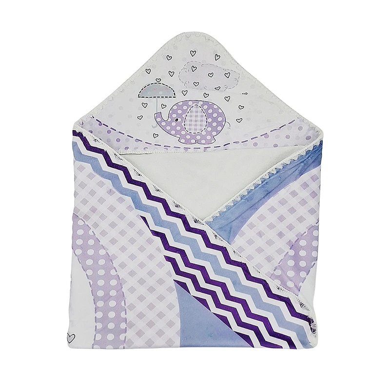 پتو نوزاد مدل کلاه دار طرح فیل و چتر 