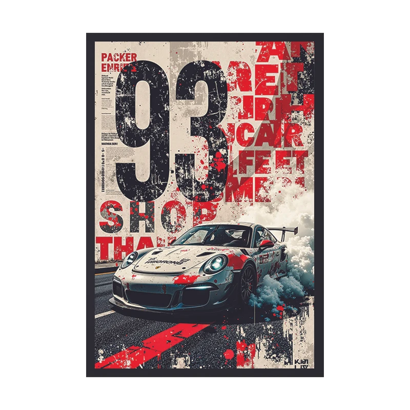 تابلو دیواری وین چیتا مدل پورشه مینیمال کد 03 فریم مشکی