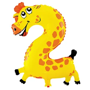 بادکنک فویلی لاکی بالونز مدل عدد دو طرح زرافه