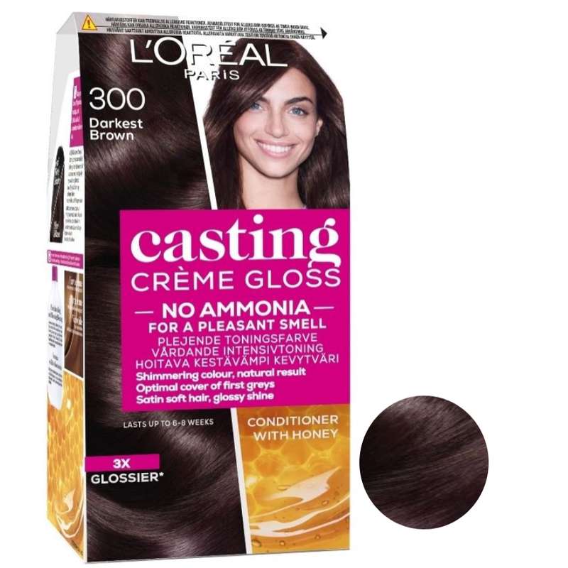 کیت رنگ مو لورآل مدل casting creme gloss شماره 300 حجم 48 میلی لیتر رنگ قهوه ای تیره