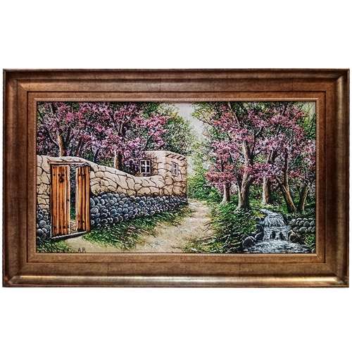 تابلو فرش دستبافت طرح منظره کوچه باغ کد YM.213