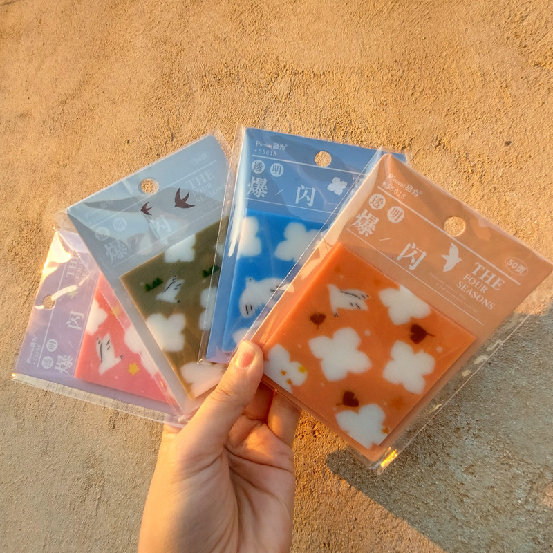 کاغذ یادداشت چسب دار مدل استیک نوت شفاف شاین دار طرح پرنده