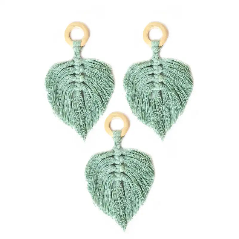 آویز بافتنی مدل مکرومه کد MacHang835 مجموعه 3 عددی