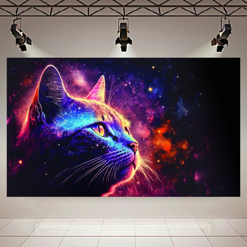 پوستر طرح کهکشان و ستارگان مدل گربه کد AR17860