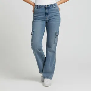 شلوار جین زنانه مدل بگ کارگو